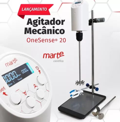 Agitador Mecânico de Hélice Digital - 60 L - 2000 RPM - Suporte e Hastes Inclusos - Marte