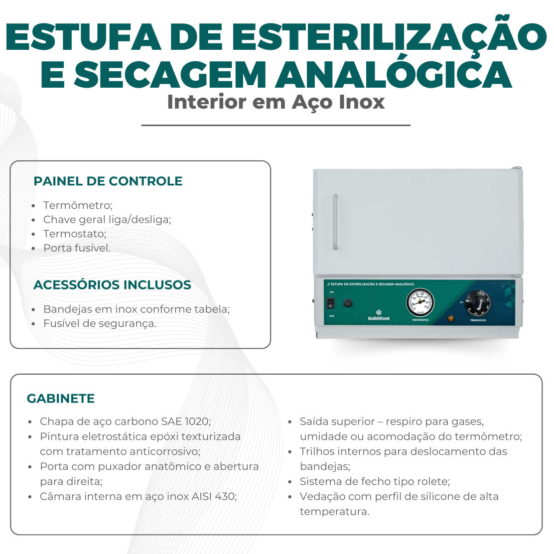 Estufa de Esterilização e Secagem Analógica - Solidsteel - Várias Dimensões