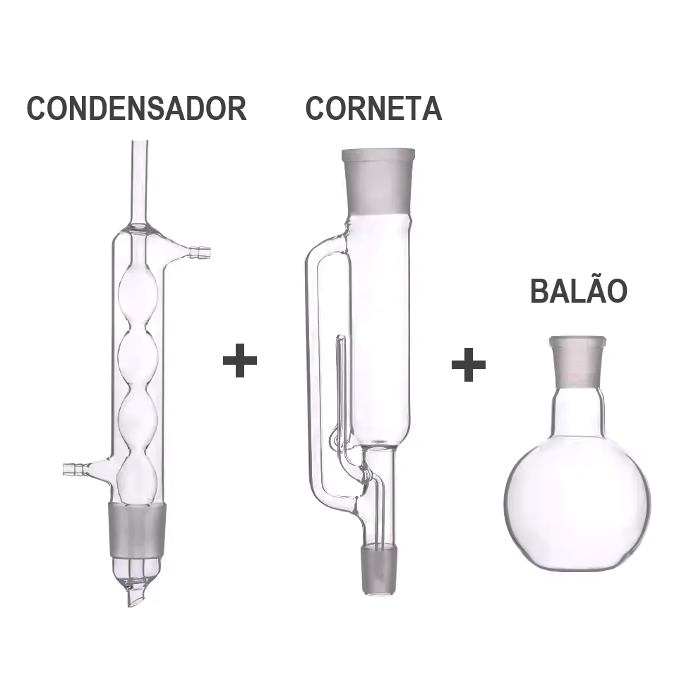 Extrator Soxhlet Completo (Condensador + Corneta + Balão)