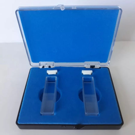 Kit de 2 Cubetas de Quartzo - Caminho Óptico de 10 mm - 2 Faces Polidas - Incluso Caixa de Transporte (Estojo)