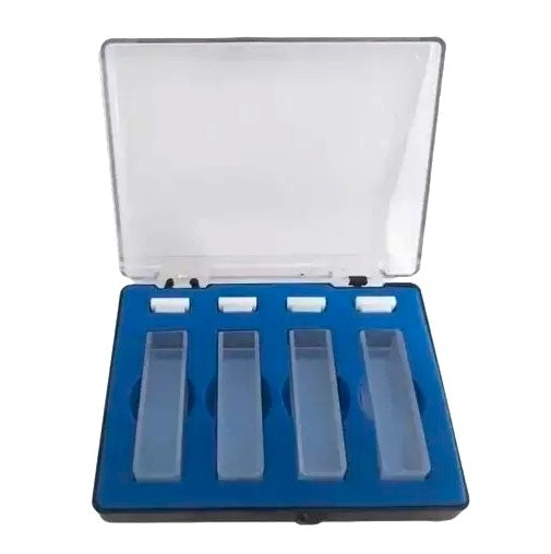 KIT DE 4 CUBETAS DE QUARTZO - 10MM - 2 FACES POLIDAS - INCLUSO CAIXA DE TRANSPORTE (ESTOJO)