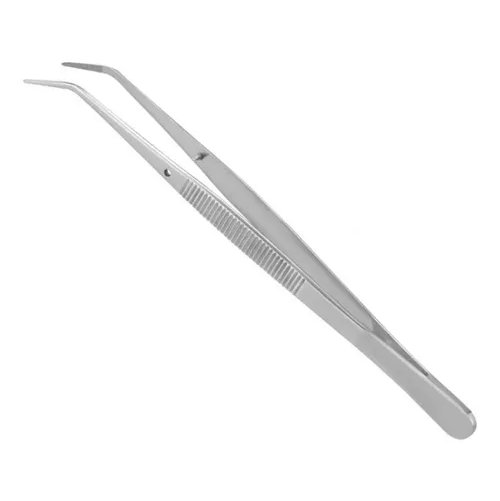 PINÇA DE AÇO INOX COM PONTA CURVA - 16 CM - AUTOCLAVÁVEL