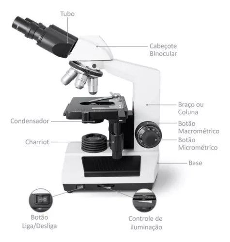 Microscópio Binocular Acromático Profissional - 1600X - Modelo K55-BA - Olen