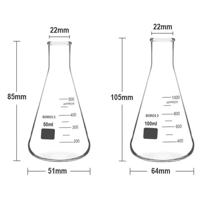Erlenmeyer Vidro Borossilicato - Boca Estreita - Várias Dimensões