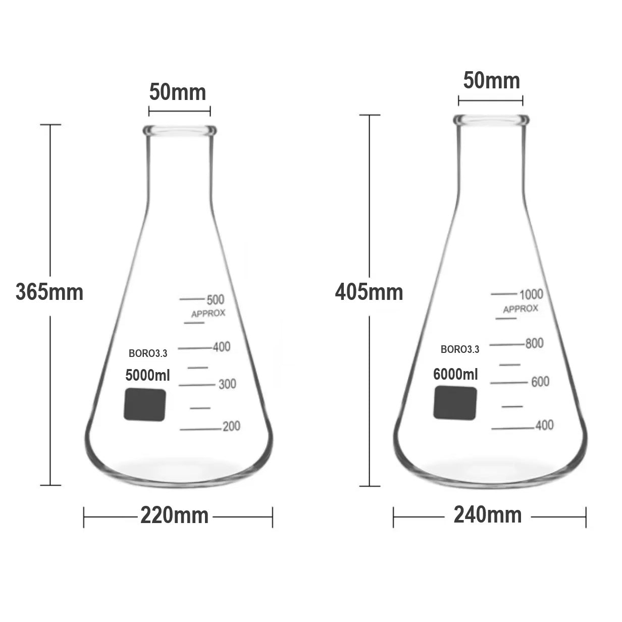 Erlenmeyer Vidro Borossilicato - Boca Estreita - Várias Dimensões