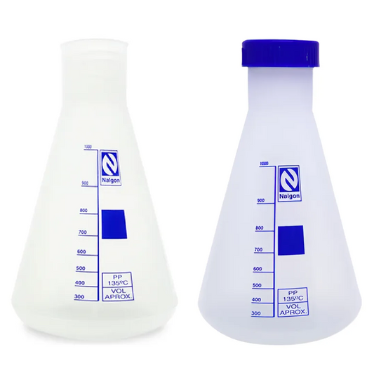 ERLENMEYER DE PLASTICO - POLIPROPILENO (PP) - COM E SEM TAMPA E ROSCA - NALGON - VÁRIAS DIMENSÕES