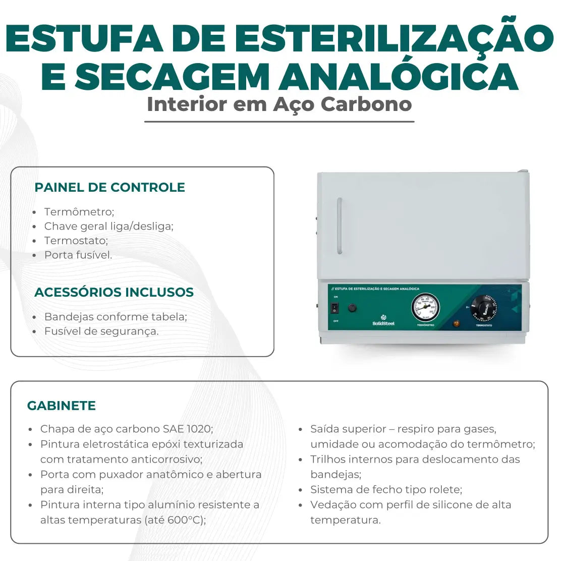Estufa de Esterilização e Secagem Analógica - Capacidade de 11 L a 336 L