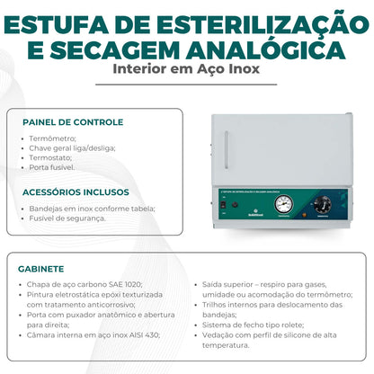 Estufa de Esterilização e Secagem Analógica - Solidsteel - Várias Dimensões