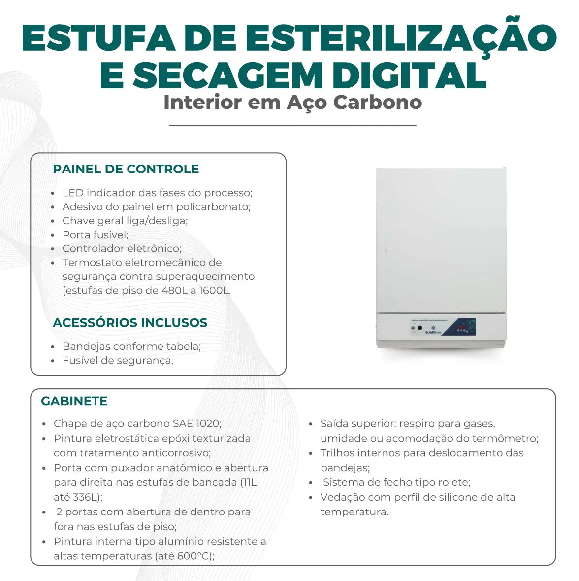 Estufa de Esterilização e Secagem Digital - Capacidade de 11 L a 1600 L
