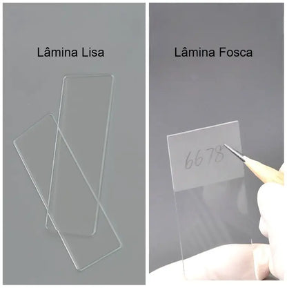 Lâmina de Microscopia - 26 x 76 mm - Resistente Químicamente e Autoclavável - Lapitada