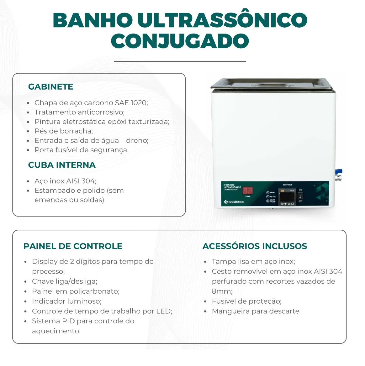 Banho Ultrassonico Conjugado com Banho Maria - Várias Dimensões