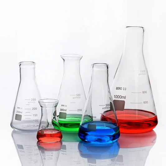 Erlenmeyer de vidro borossilicato - Boca estreita | Mercado da Ciência