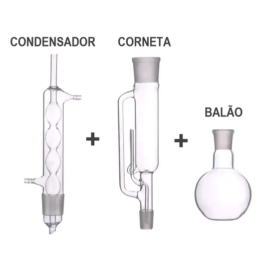 Extrator Soxhlet Completo (Condensador + Corneta + Balão)
