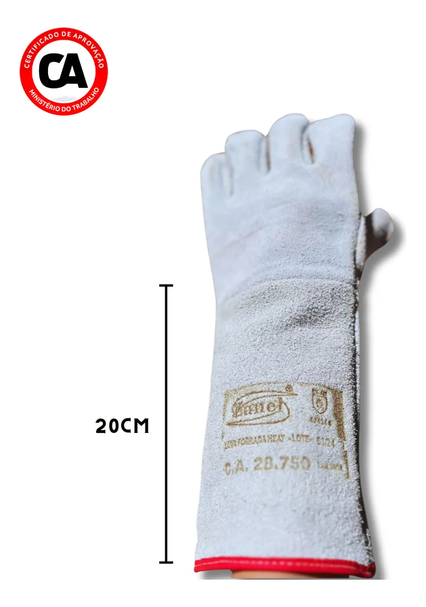 Luva Térmica de Raspa Forrada Heat - Punho de 20 cm