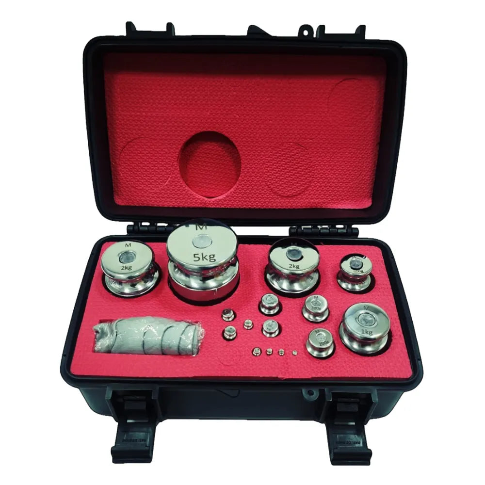 Kit Peso Padrão M1 com Certificado RBC – Aço Inox – 1g A 5kg (16 Peças) – com Maleta
