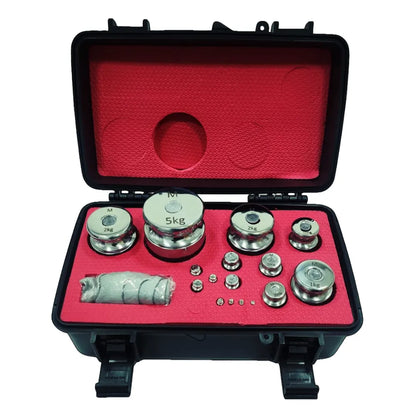 Kit Peso Padrão M1 com Certificado RBC – Aço Inox – 1g A 5kg (16 Peças) – com Maleta