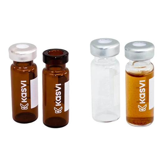 Vial para Cromatografia - Tampa Crimp de Metal com Septo - 100 Unidades